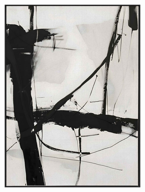 Escape, Painting, H80xW60xD3,2cm, Black/White